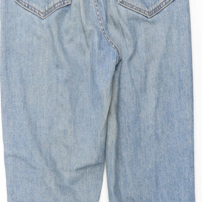 Topshop Womens Blue Cotton Straight Jeans Size 28 in L24 in Regular Button
