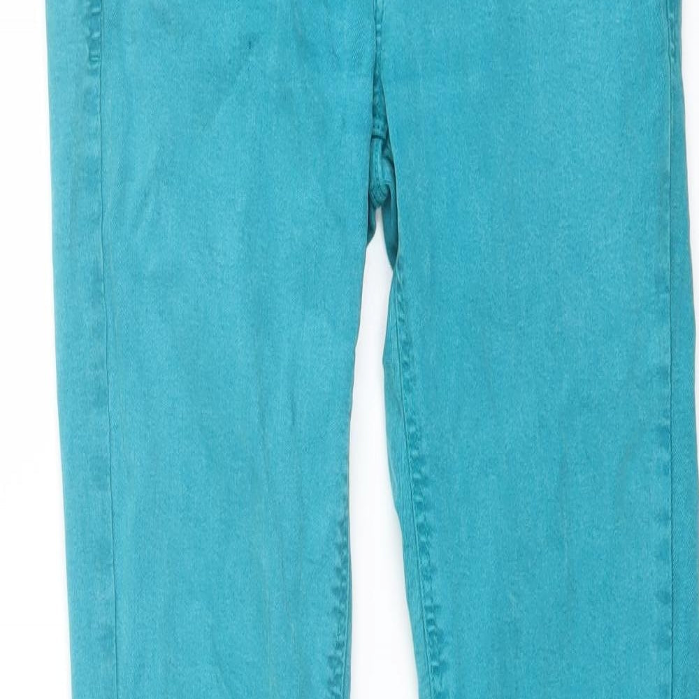Zara Womens Green Cotton Straight Jeans Size 10 L30 in Regular Button