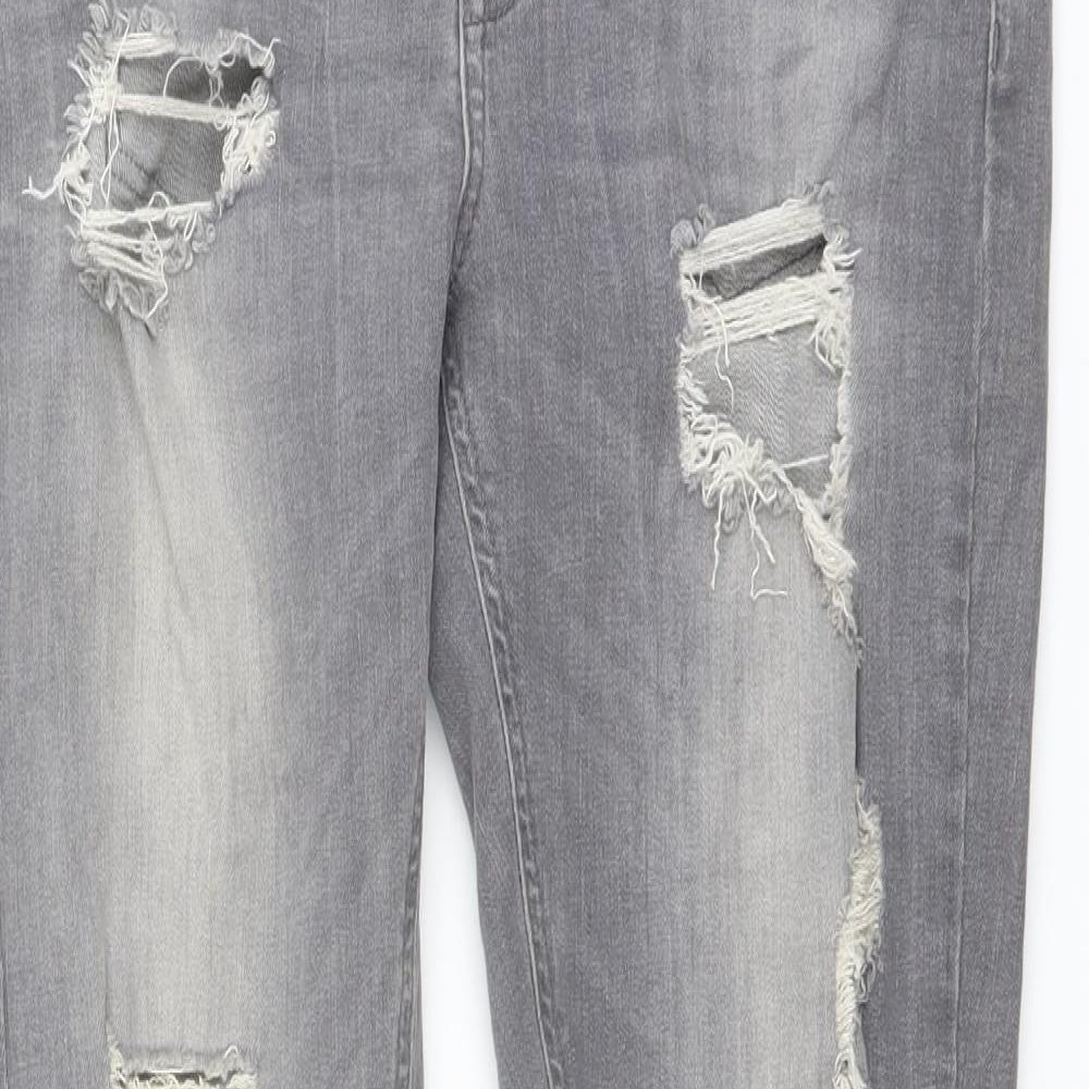 Denim & Co. Womens Grey Cotton Skinny Jeans Size 12 L29 in Regular Button