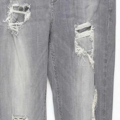 Denim & Co. Womens Grey Cotton Skinny Jeans Size 12 L29 in Regular Button