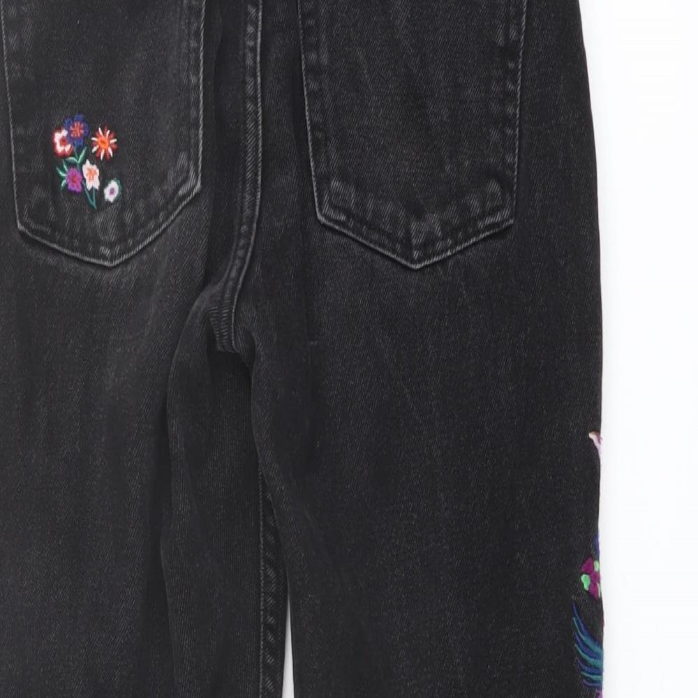 Monki Womens Black Cotton Straight Jeans Size 25 in L22 in Regular Button