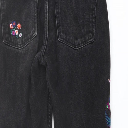 Monki Womens Black Cotton Straight Jeans Size 25 in L22 in Regular Button