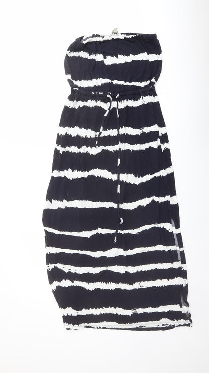 Monsoon Womens Black Geometric Viscose Maxi Size S Off the Shoulder Pullover