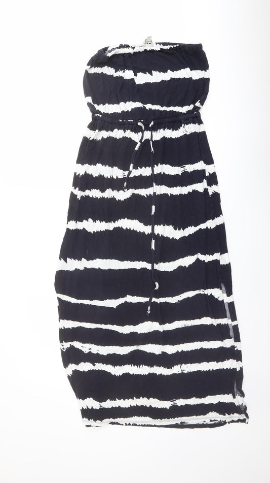 Monsoon Womens Black Geometric Viscose Maxi Size S Off the Shoulder Pullover