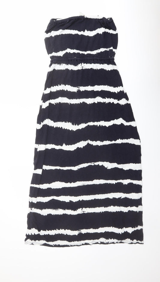 Monsoon Womens Black Geometric Viscose Maxi Size S Off the Shoulder Pullover