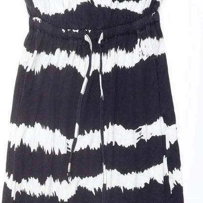 Monsoon Womens Black Geometric Viscose Maxi Size S Off the Shoulder Pullover