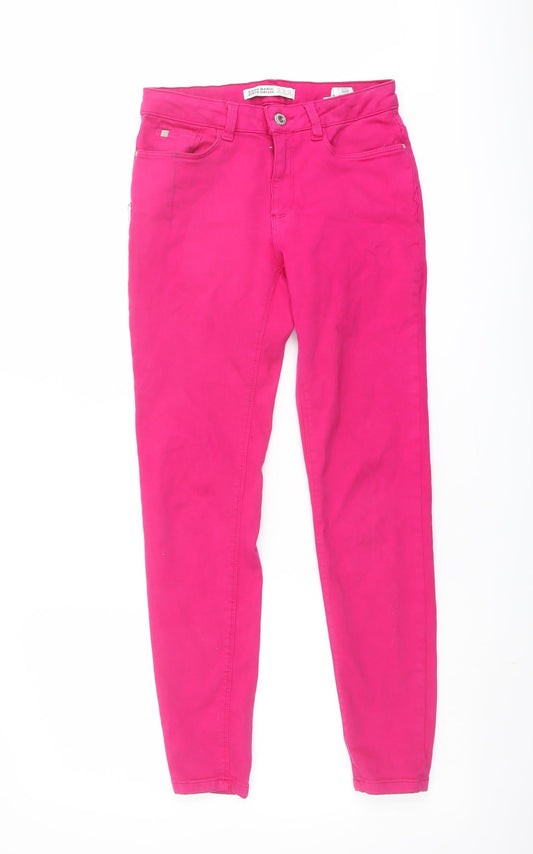 Zara Womens Pink Cotton Straight Jeans Size 10 L26 in Regular Button