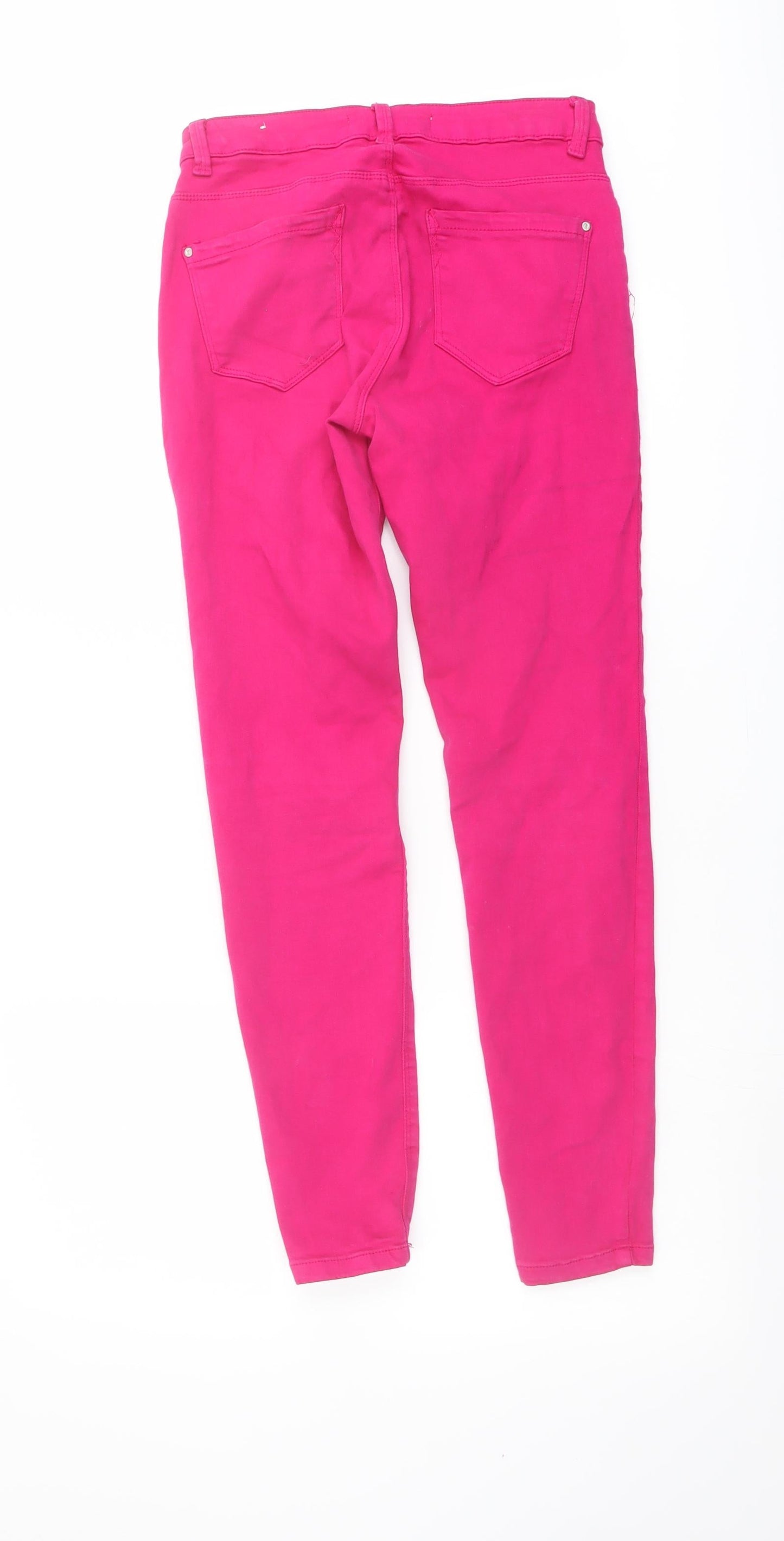 Zara Womens Pink Cotton Straight Jeans Size 10 L26 in Regular Button