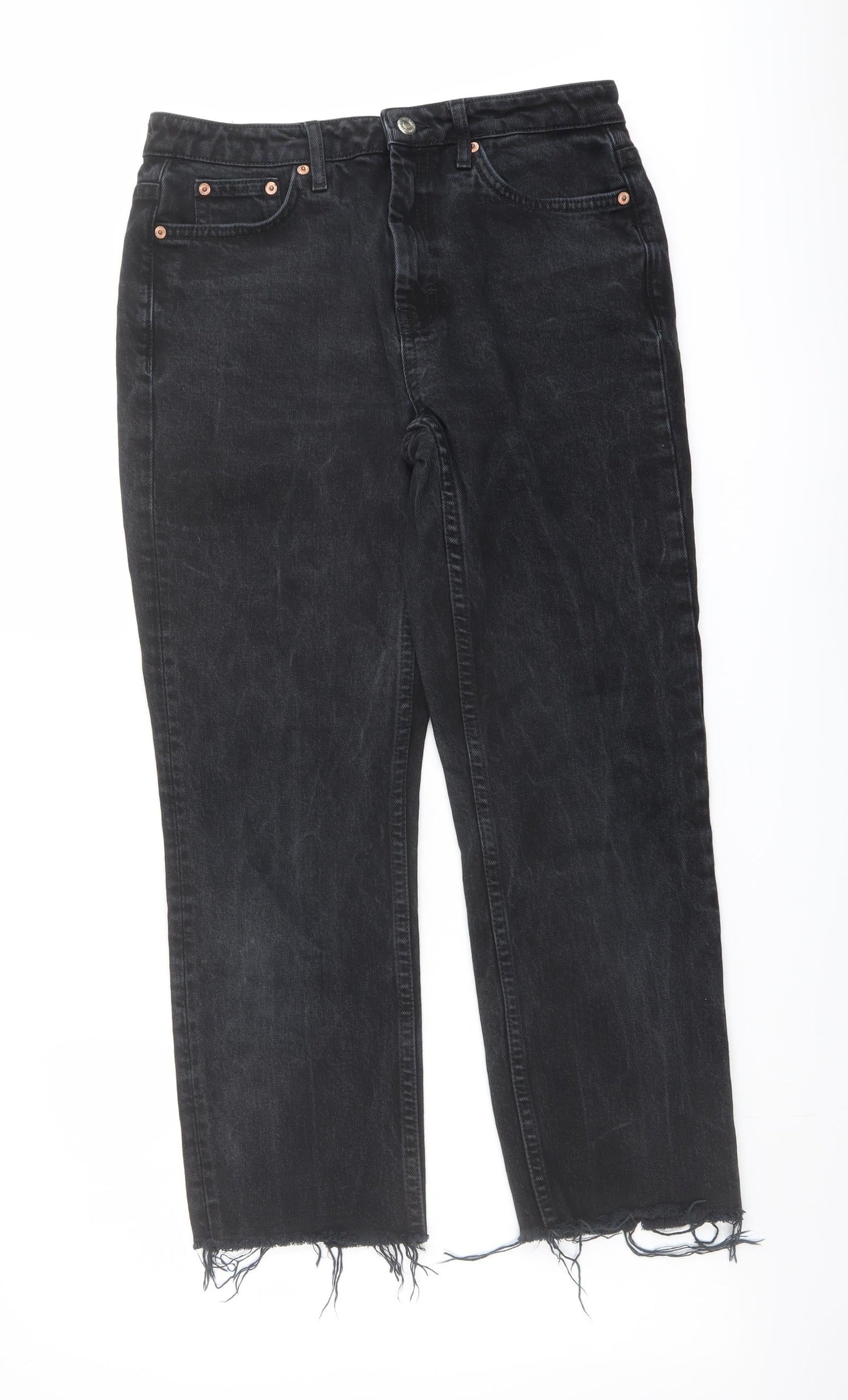 Topshop Womens Blue Cotton Straight Jeans Size 30 in L26 in Regular Button