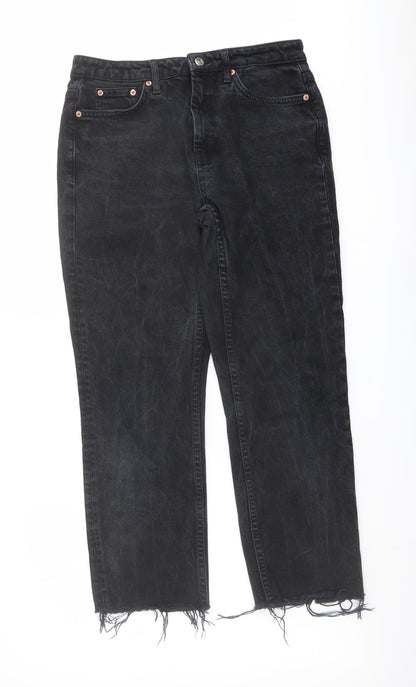 Topshop Womens Blue Cotton Straight Jeans Size 30 in L26 in Regular Button