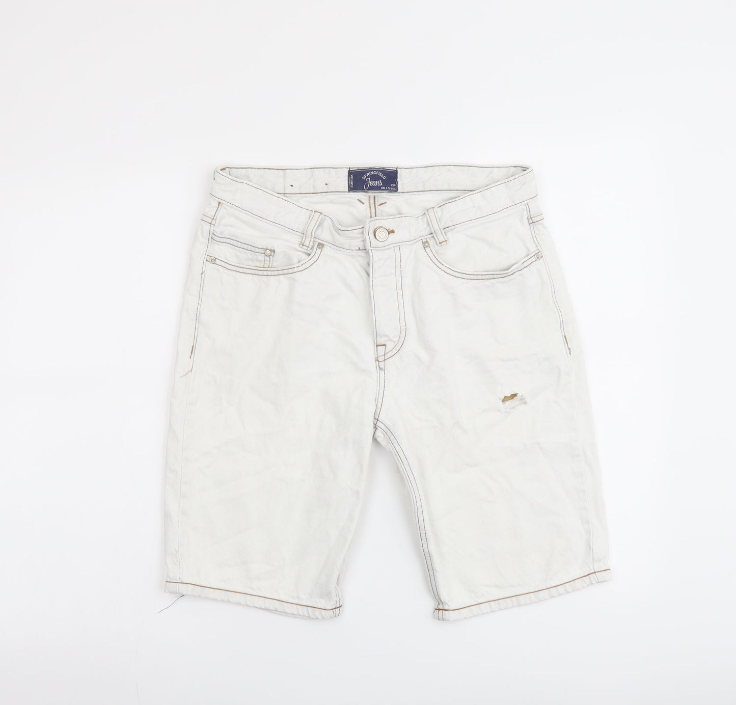 Springfield Mens White Cotton Bermuda Shorts Size 30 in L10 in Regular Button