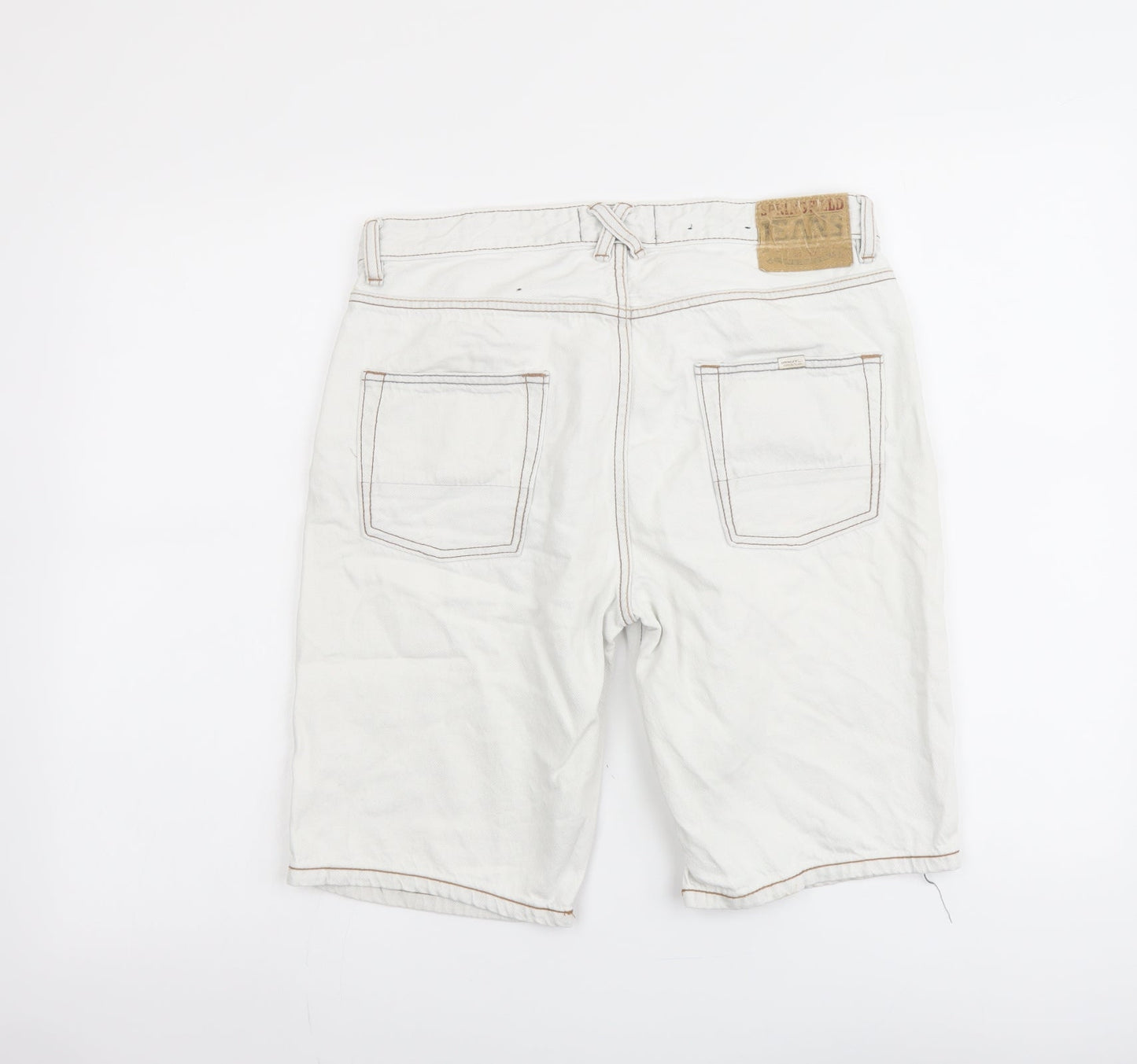 Springfield Mens White Cotton Bermuda Shorts Size 30 in L10 in Regular Button