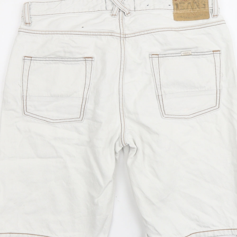 Springfield Mens White Cotton Bermuda Shorts Size 30 in L10 in Regular Button