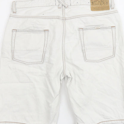Springfield Mens White Cotton Bermuda Shorts Size 30 in L10 in Regular Button
