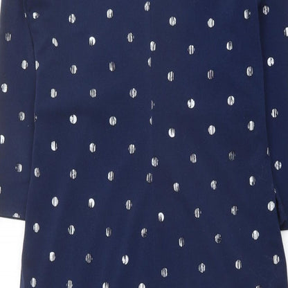 Classic Womens Blue Geometric Polyester Pencil Dress Size 12 V-Neck Pullover