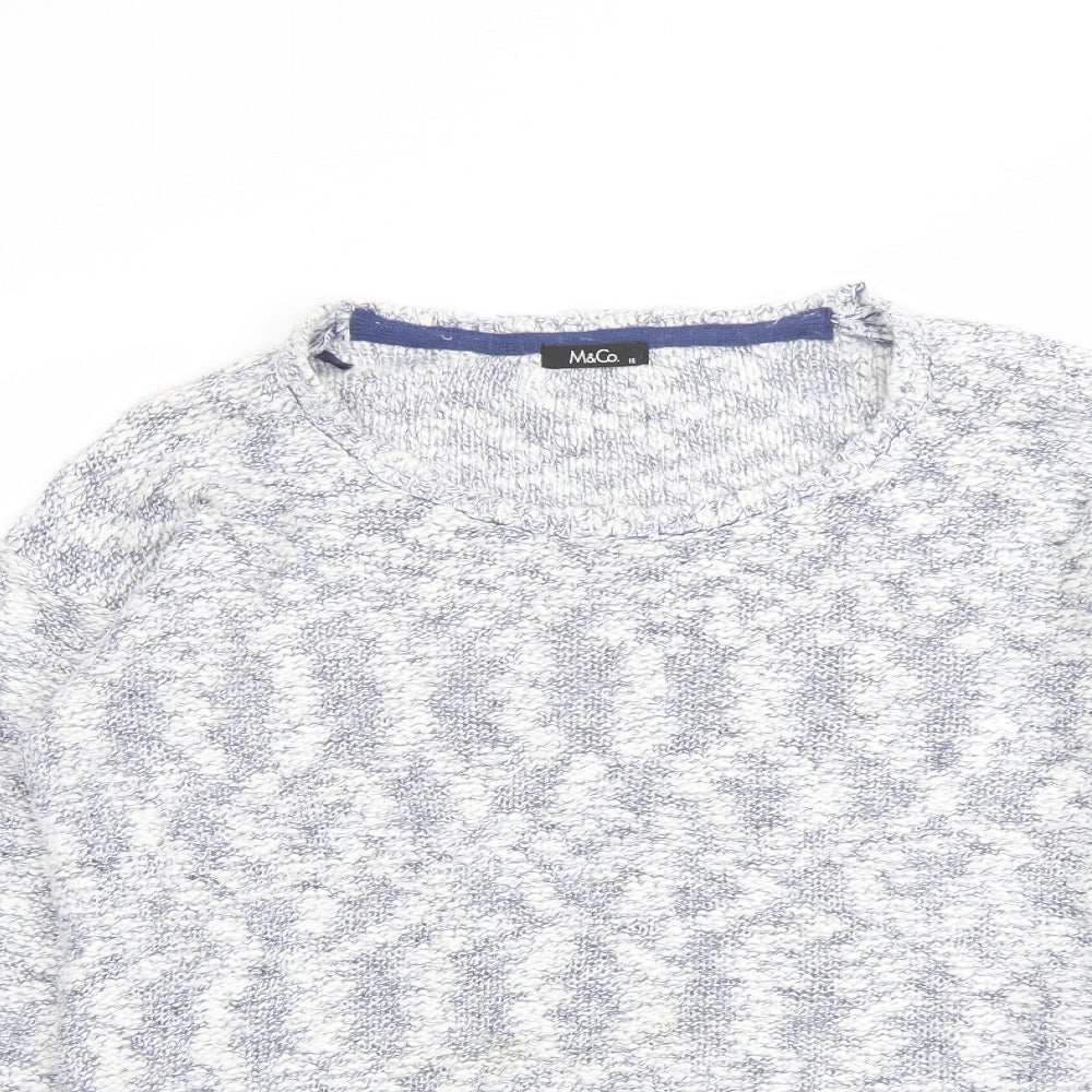 Womens UK Size 16 M&Co Blue Pullover Jumper