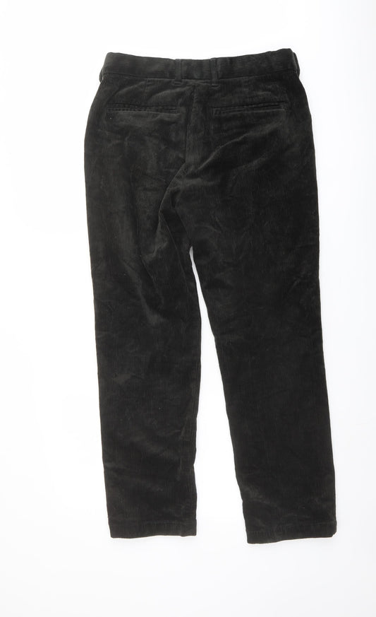 Marks and Spencer Mens Green Cotton Trousers Size 30 in L28 in Regular Button