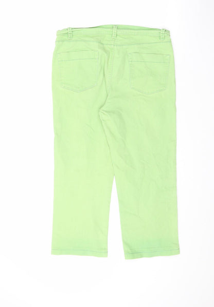 Marks and Spencer Womens Green Cotton Straight Jeans Size 12 L21.5 in Regular Zip