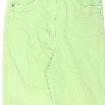 Marks and Spencer Womens Green Cotton Straight Jeans Size 12 L21.5 in Regular Zip