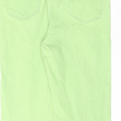 Marks and Spencer Womens Green Cotton Straight Jeans Size 12 L21.5 in Regular Zip