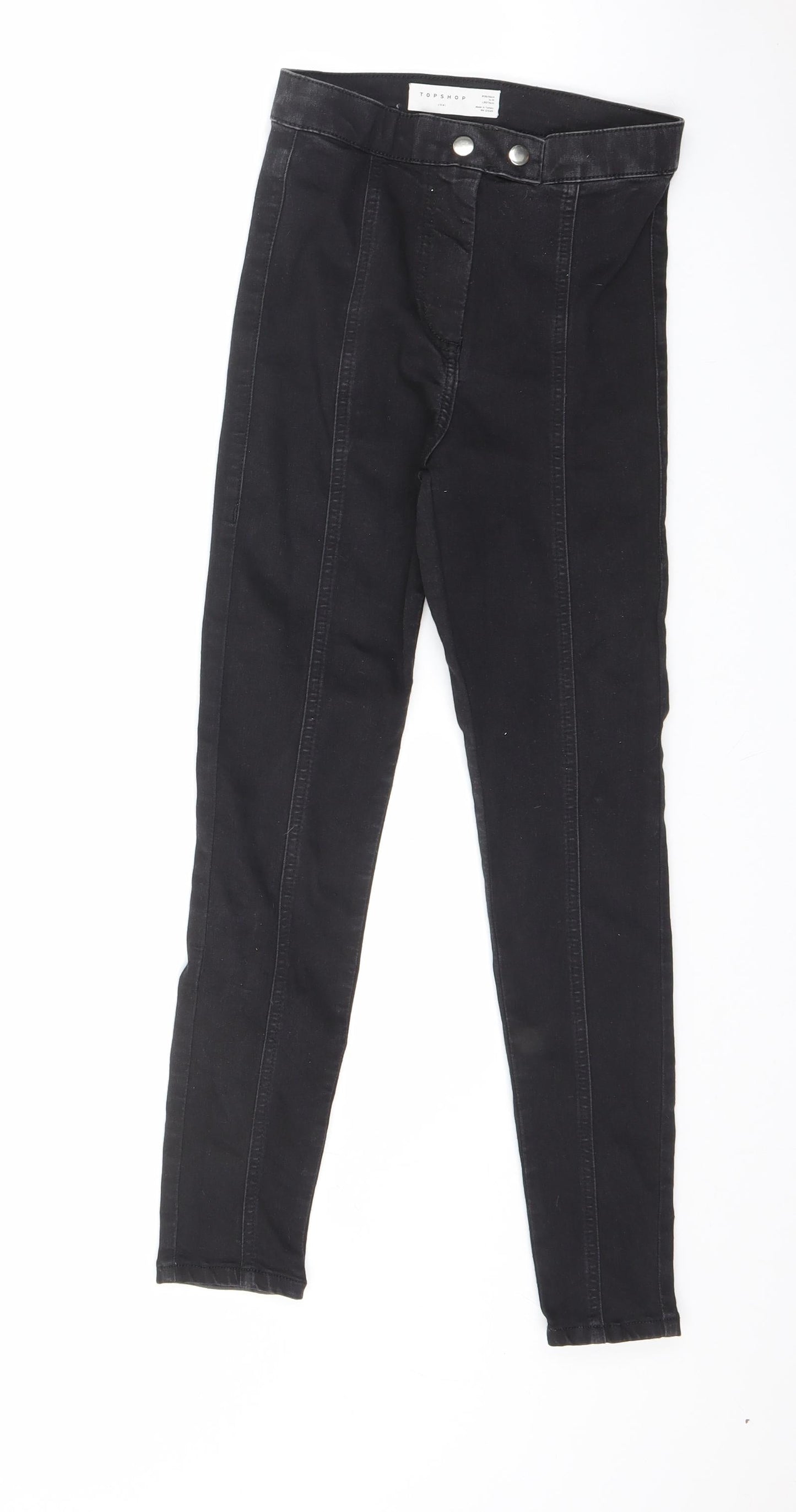 Topshop Womens Black Cotton Blend Straight Jeans Size 26 in L30 in Regular Zip