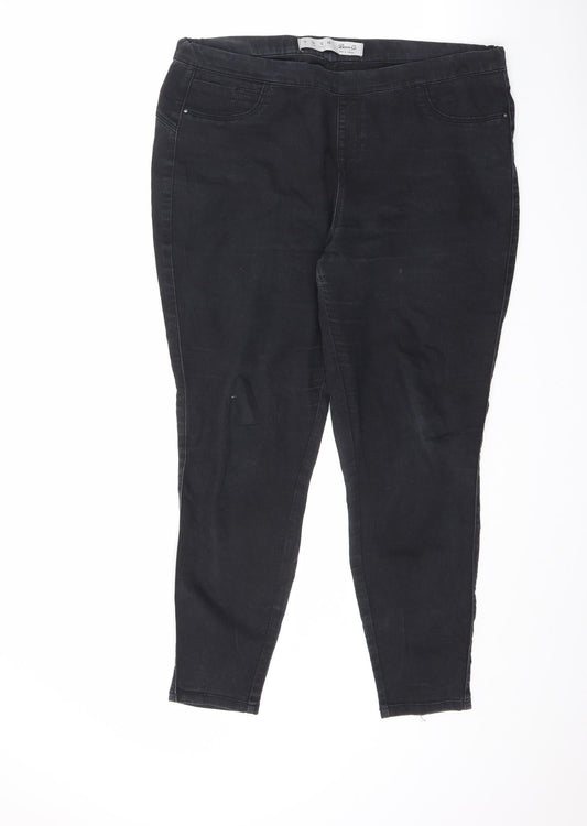 Denim & Co. Womens Black Cotton Straight Jeans Size 16 L26 in Regular Zip