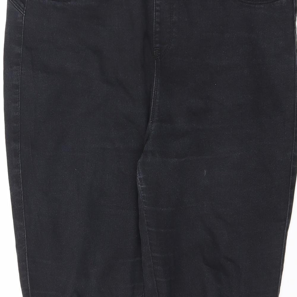 Denim & Co. Womens Black Cotton Straight Jeans Size 16 L26 in Regular Zip