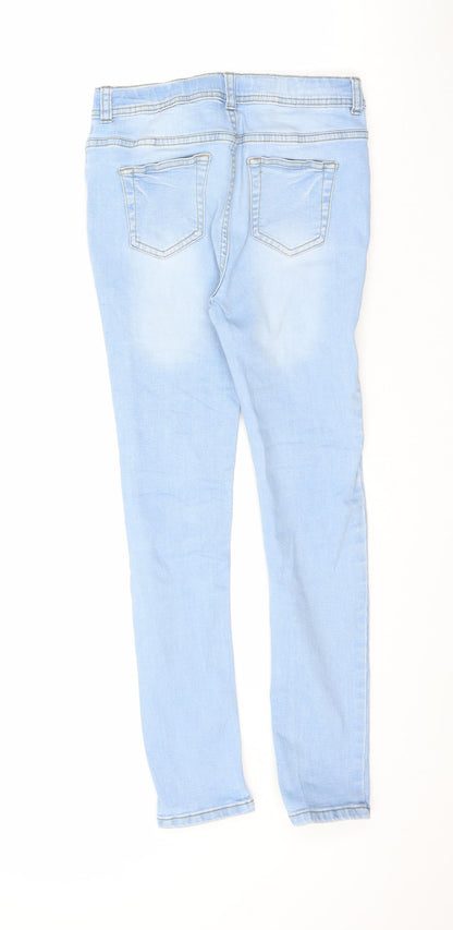 Denim & Co. Girls Blue Cotton Skinny Jeans Size 11-12 Years L25 in Slim Zip