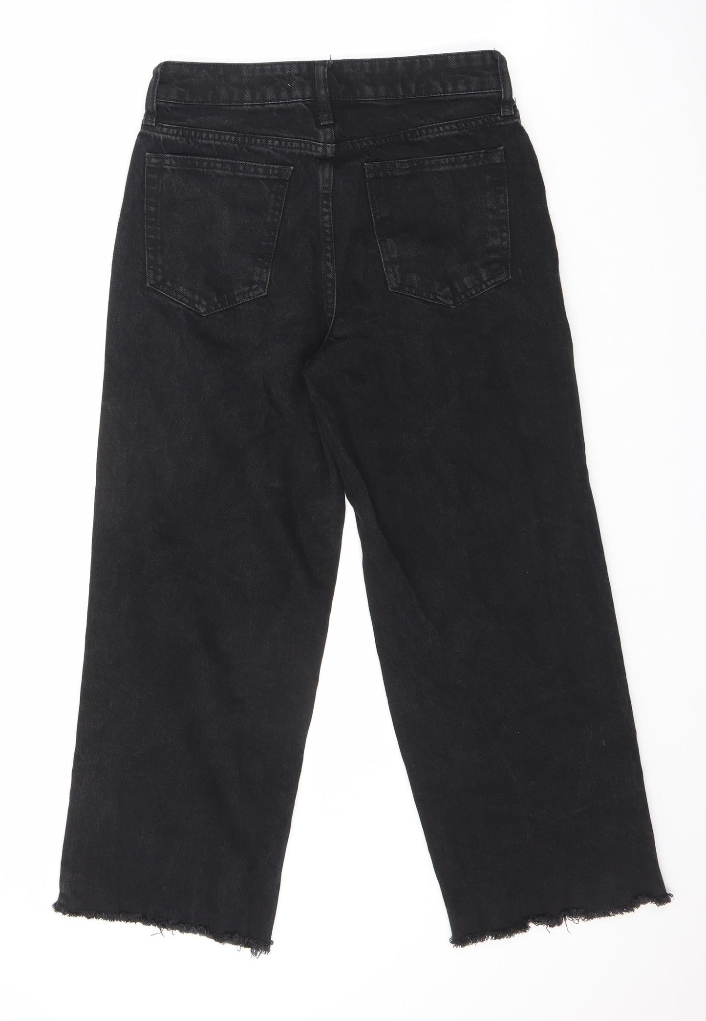 George Womens Black Cotton Straight Jeans Size 8 L24 in Regular Button