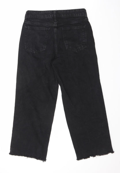 George Womens Black Cotton Straight Jeans Size 8 L24 in Regular Button