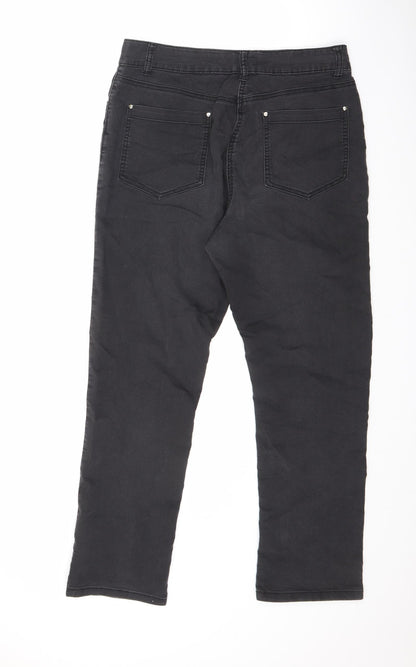 DASH Womens Black Cotton Straight Jeans Size 31 in L28 in Regular Zip