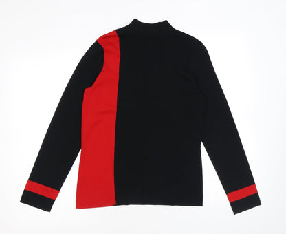 Liz Claiborne Womens Black Colourblock Viscose Pullover Sweatshirt Size S Zip