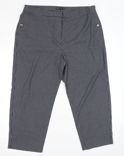 Marks and Spencer Womens Blue Plaid Polyester Trousers Size 12 L24 in Regular Zip
