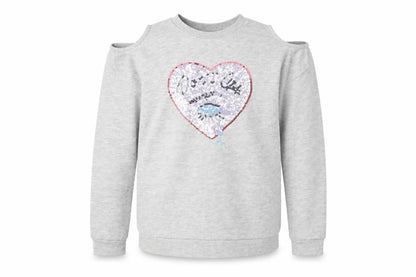River Island Girls Grey Cotton Pullover Sweatshirt Size 11-12 Years Pullover