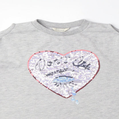 River Island Girls Grey Cotton Pullover Sweatshirt Size 11-12 Years Pullover