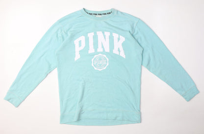 PINK Womens Blue Cotton Pullover Sweatshirt Size XS Pullover
