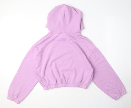 Zara Womens Purple Cotton Pullover Hoodie Size M Pullover