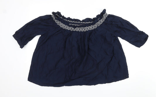 Womens UK Size 14 Marks and Spencer Blue Basic Blouse