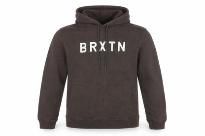 Brixton Mens Brown Cotton Pullover Hoodie Size S - Logo, Pocket, Drawstring