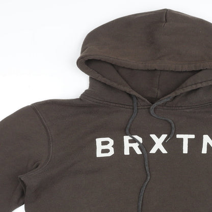 Brixton Mens Brown Cotton Pullover Hoodie Size S - Logo, Pocket, Drawstring