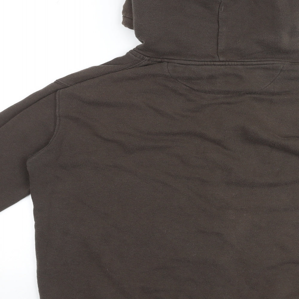 Brixton Mens Brown Cotton Pullover Hoodie Size S - Logo, Pocket, Drawstring
