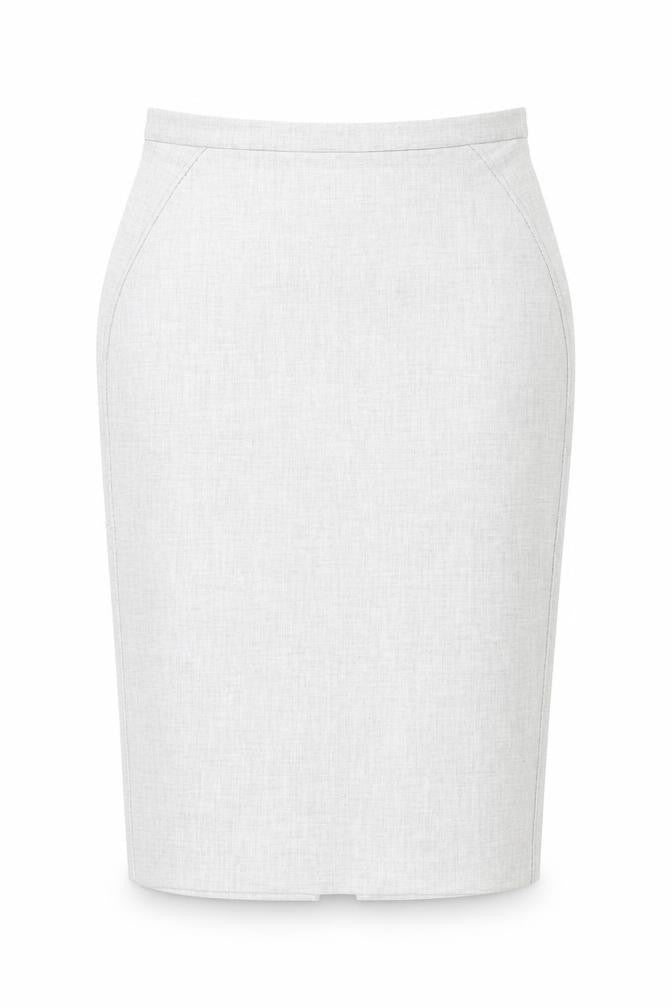 Front view of LK Bennet women’s grey polyester straight & pencil skirt, size UK 16, zip