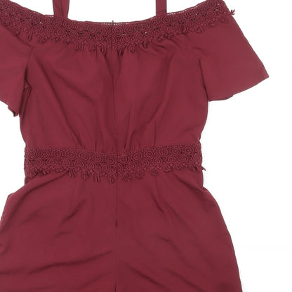 New Look Girls Red Polyester Playsuit One-Piece Size 14 Years L3 in Zip