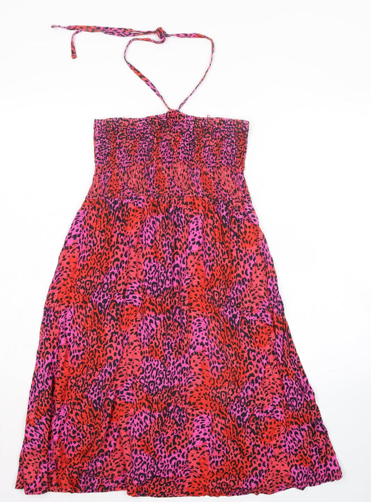 BHS Womens Multicoloured Animal Print Viscose Maxi Size M Halter Tie