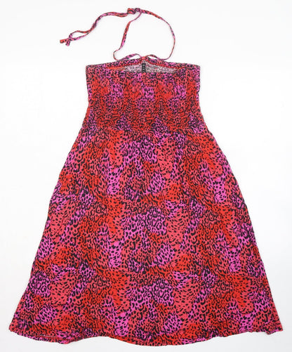 BHS Womens Multicoloured Animal Print Viscose Maxi Size M Halter Tie
