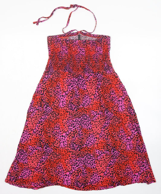 BHS Womens Multicoloured Animal Print Viscose Maxi Size M Halter Tie