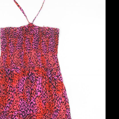 BHS Womens Multicoloured Animal Print Viscose Maxi Size M Halter Tie