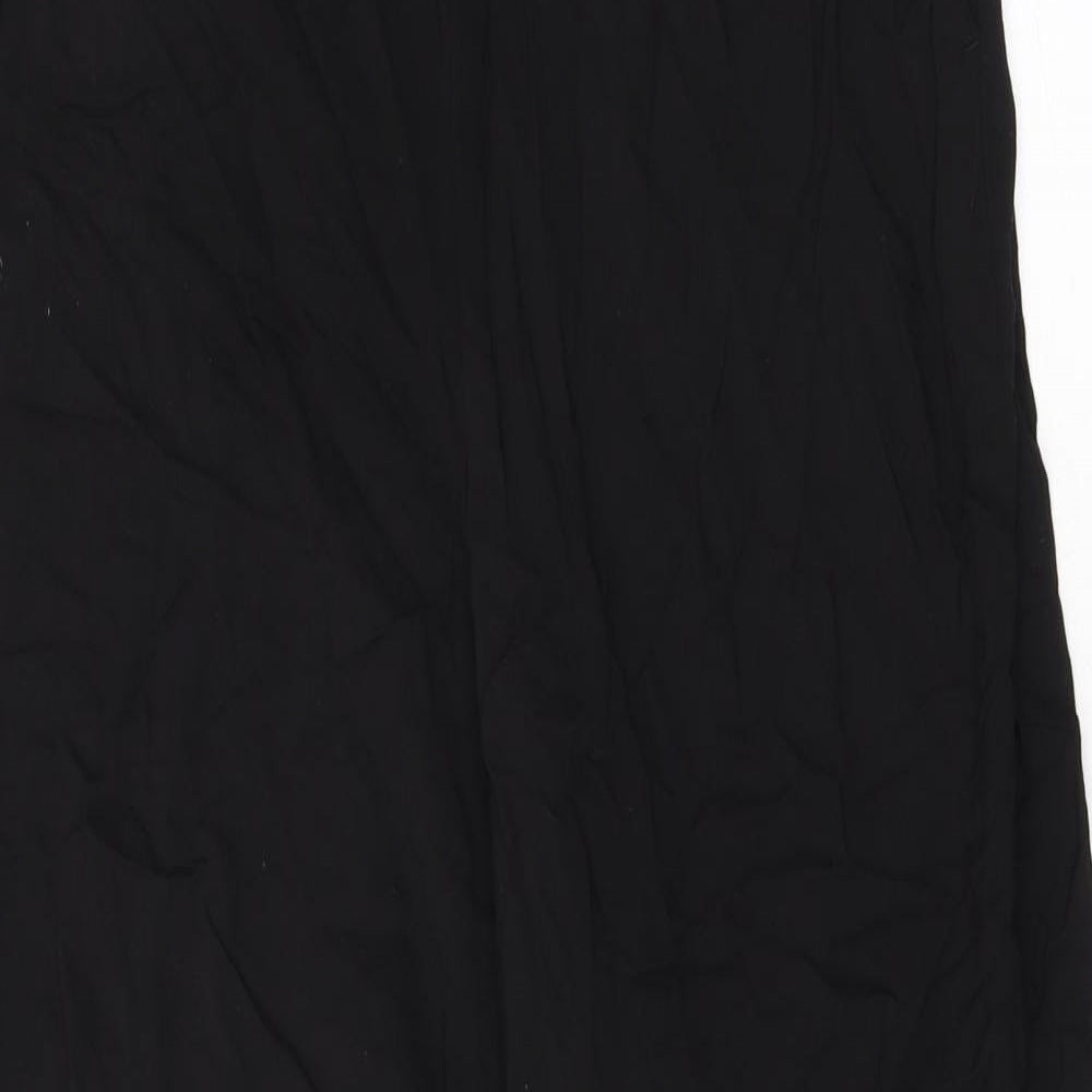 Divided by H&M Womens Black Herringbone Viscose Trousers Size 12 L29 in Regular