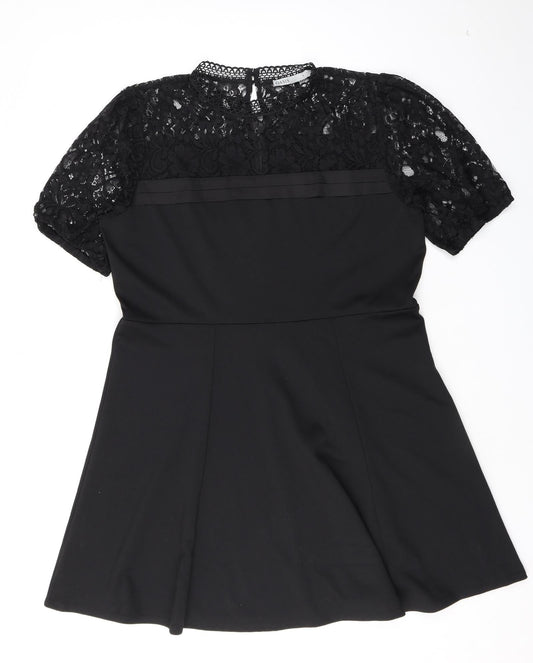 Oasis Womens Black Polyester Mini Size XL Round Neck Zip