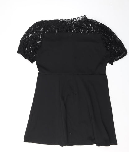 Oasis Womens Black Polyester Mini Size XL Round Neck Zip